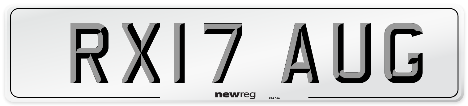 RX17 AUG Number Plate from New Reg